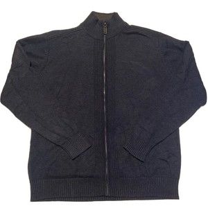 Oscar de la Renta Mens Full Zip Knit Sweater Jacket Blue Size XL Long Sleeve
